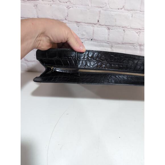 VAGABOND SHOEMAKERS Black Croc Embossed Leather Clutch Pouch Attache EUC - Picture 9 of 14